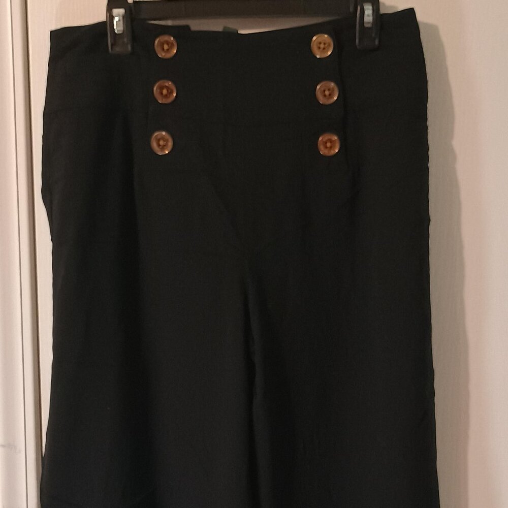 Lauren Ralph Lauren/Sailor Dress Pants/Women 12/Black/High Waist Wide Leg - Picture 2 of 7